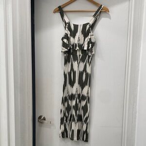 LOFT Green and White Midi Dress